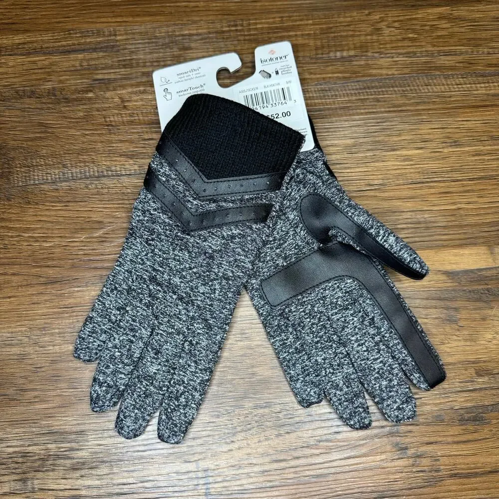 Isotoner smartDri black gloves touchscreen compatible women S / M - Picture 2 of 8